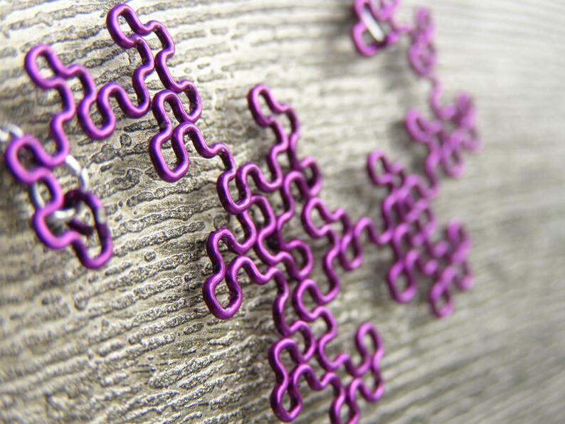 Fractal Necklace Dragon Curve 8th Iteration in Amethyst image 1