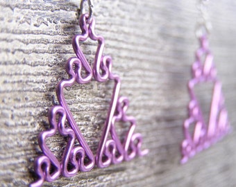 Fractal Earrings - Sierpinski Triangles in Lavender