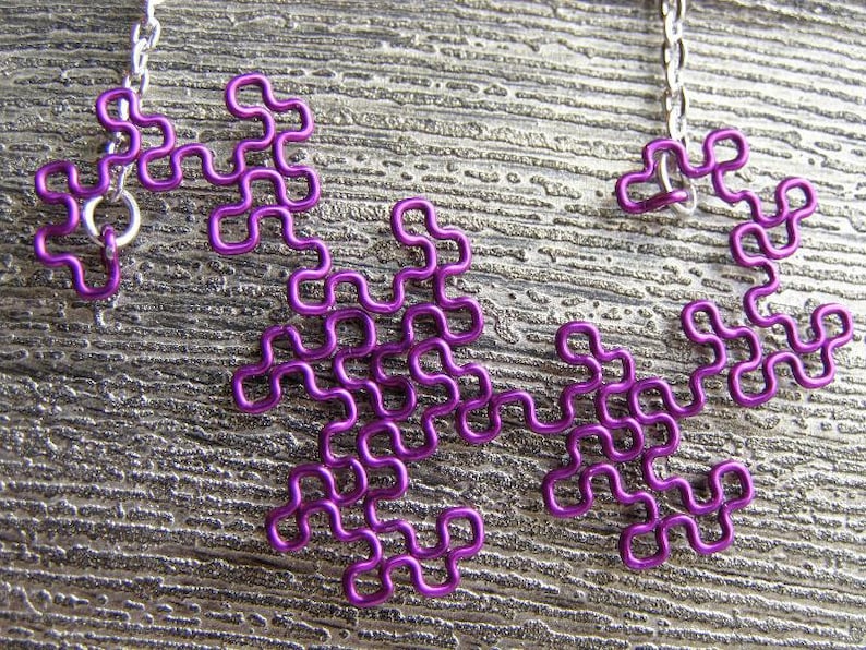 Fractal Necklace Dragon Curve 8th Iteration in Amethyst image 2