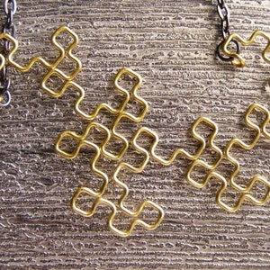 Fractal Necklace Dragon Curve in Yellow / Gold image 3