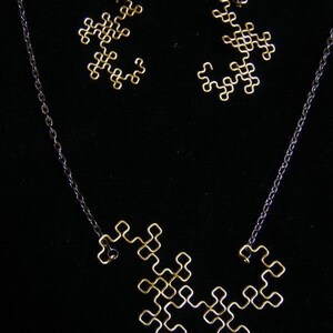 Fractal Necklace Dragon Curve in Yellow / Gold image 5