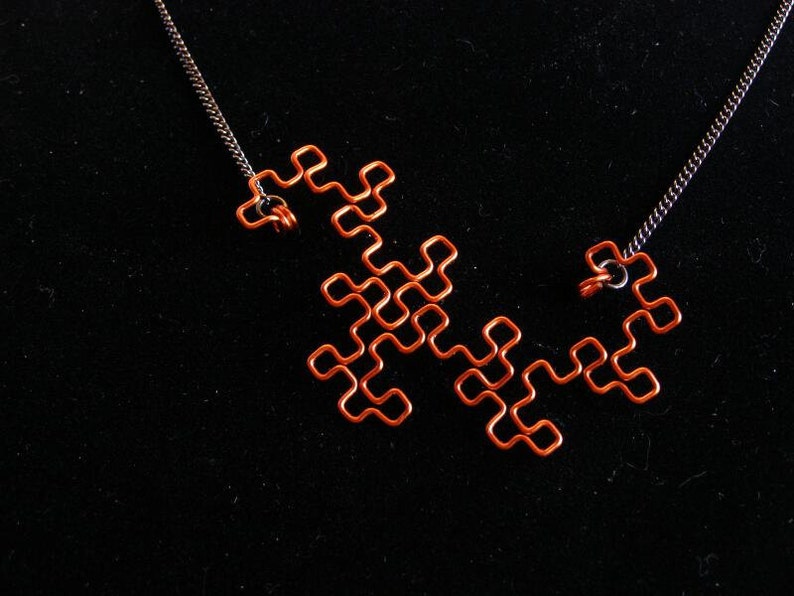 Fractal Necklace Dragon Curve in Orange image 4