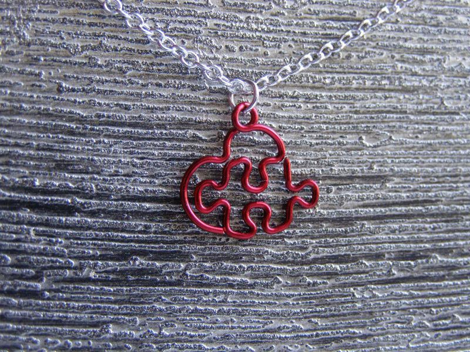Puzzle Piece Heart Pendant Small Red Etsy
