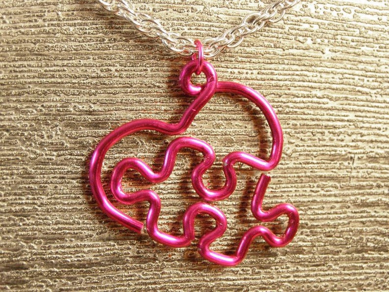 Puzzle Heart Necklace Large Fuchsia | Etsy