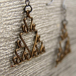 Fractal Earrings - Sierpinski Triangles in Antiqued Bronze