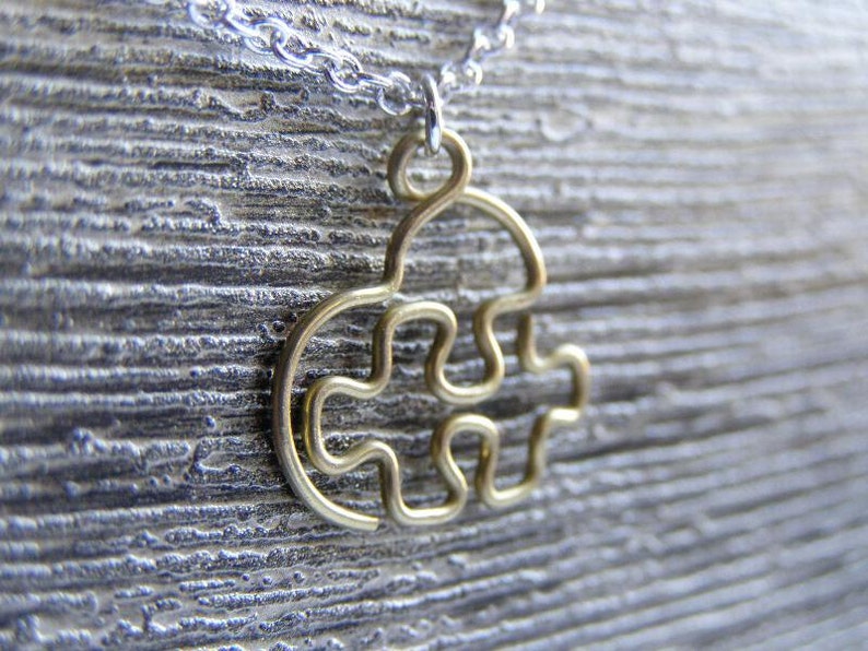 Small Brass Puzzle Heart Pendant image 1