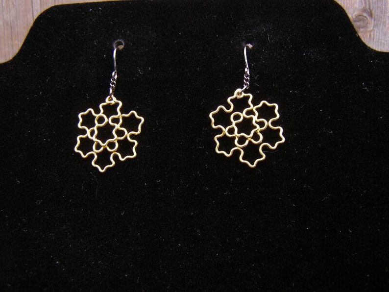 Fractal Earrings Koch Snowflake in Yellow image 3