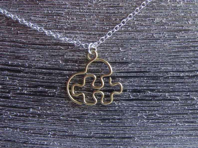 Small Brass Puzzle Heart Pendant image 2