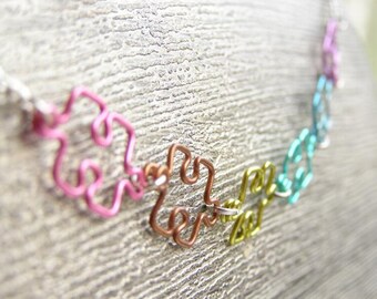 Puzzle Piece Necklace - Pastel Rainbow