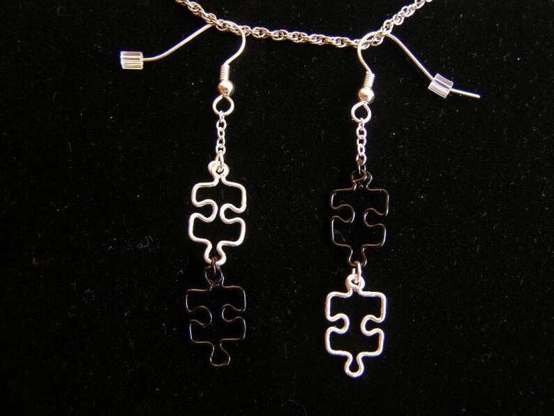 Boucles D'Oreilles Puzzle Argent 925 – Originales Et Magnifiques, Neuves