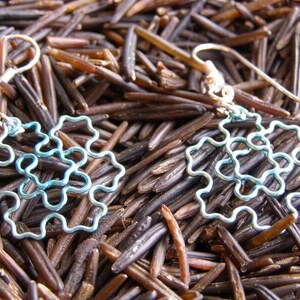 Fractal Earrings Koch Snowflake Jewelry in Ice Blue / Peacock Blue image 4