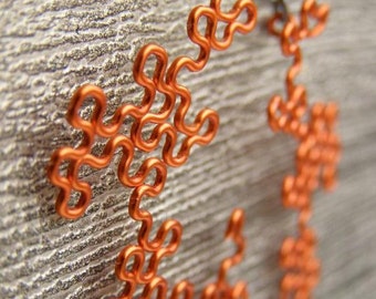 Fractal Earrings - Dragon Curves in Orange