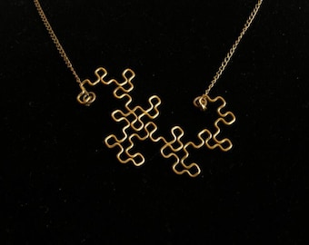 Fractal Necklace - Dragon Curve in Brass
