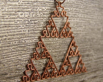 Sierpinski Triangle - Fractal Necklace in Raw Copper