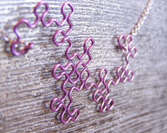 Dragon Curve Fractal Necklace - Lavender