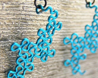 Fractal Earrings - Terdragon in Peacock