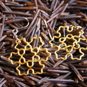 Fractal Earrings Koch Snowflake in Yellow image 4