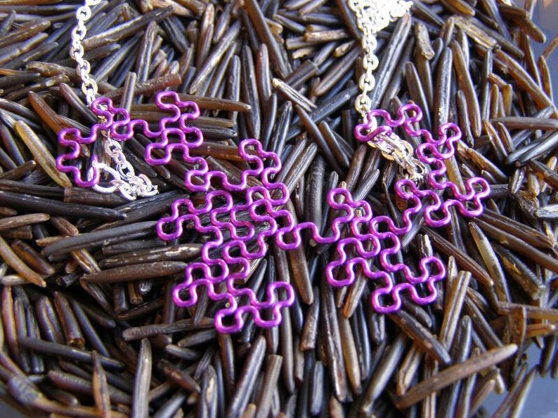 Fractal Necklace Dragon Curve 8th Iteration in Amethyst image 4