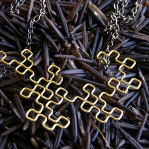 Fractal Necklace Dragon Curve in Yellow / Gold image 4