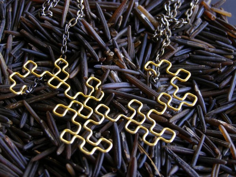 Fractal Necklace Dragon Curve in Yellow / Gold image 4