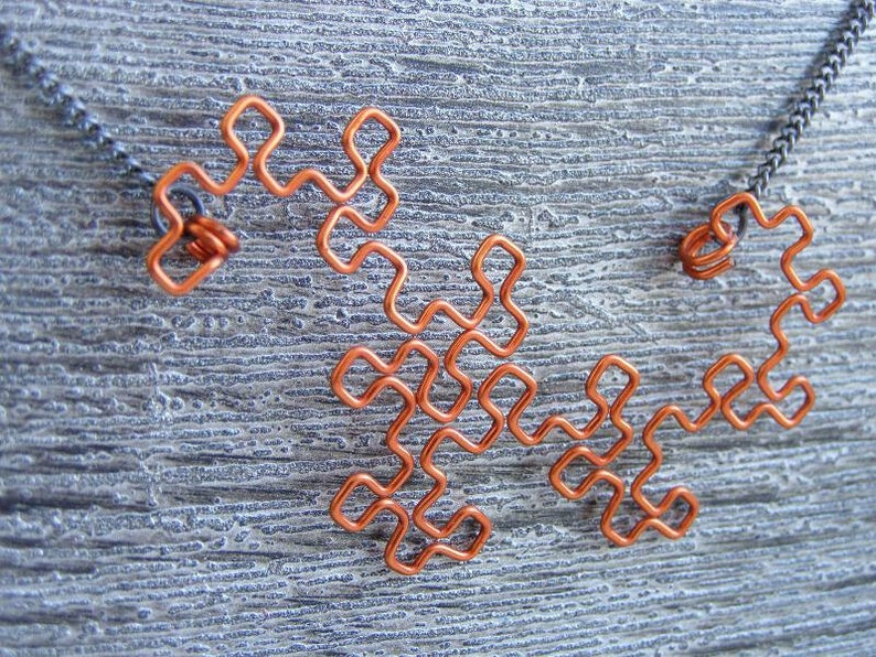 Fractal Necklace Dragon Curve in Orange image 3