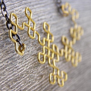 Fractal Necklace Dragon Curve in Yellow / Gold image 1
