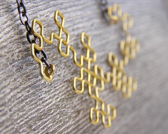 Fractal Necklace - Dragon Curve in Yellow / Gold