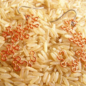 Fractal Earrings Dragon Curves in Orange image 4