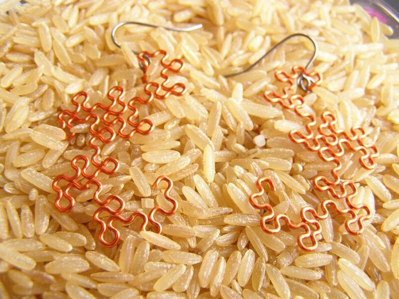 Fractal Earrings Dragon Curves in Orange image 4