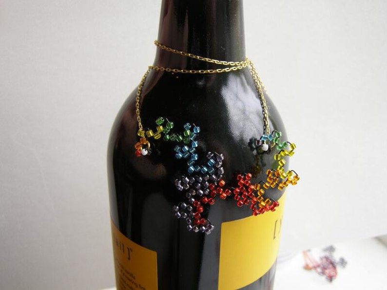 Dragon Curve Fractal Necklace Beaded Rainbow image 4