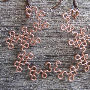 Fractal Earrings Dragon Curves in Raw Copper image 3