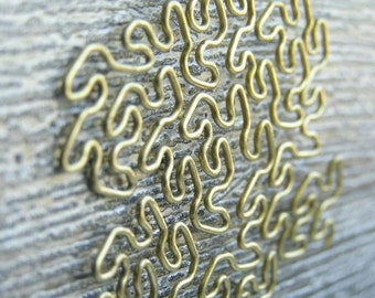 Fractal Necklace - Peano-Gosper in Raw Brass