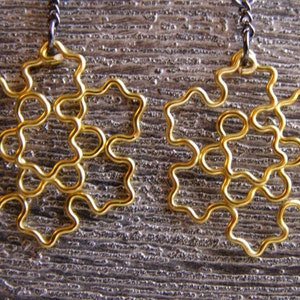 Fractal Earrings Koch Snowflake in Yellow image 2