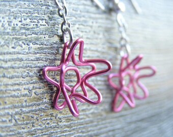 Star Flower Earrings in Rose Pink