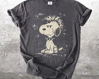 Comfort Colors Vintage Funny Snoopy Grunge Punk Y2K Shirt, Unhinged Meme Rock Bank Dog Lover Tshirt, Oversize, Gift For Her Him