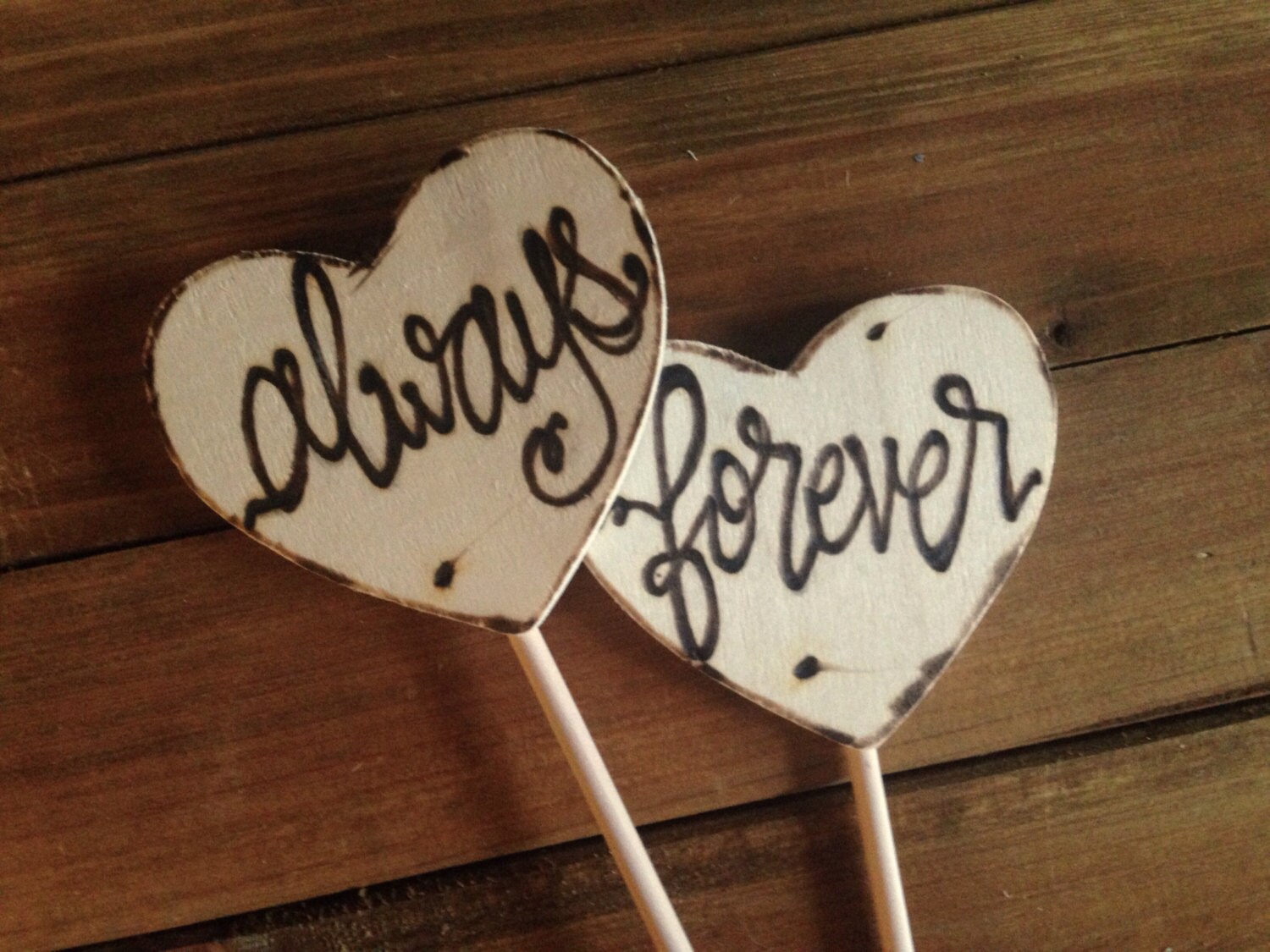 always forever cake toppers lettering wood rustic chic calligraphy we…