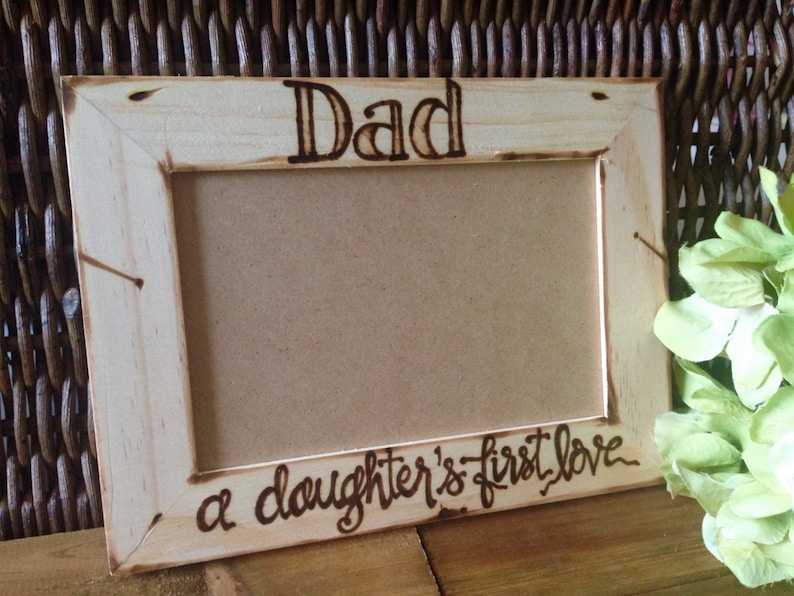 New Dad baby girl Father /& Daughter Dance Custom Rustic Wood Pic Frame for Dad # A Daughter/'s First Love holds 4x6 photo Fathers Day