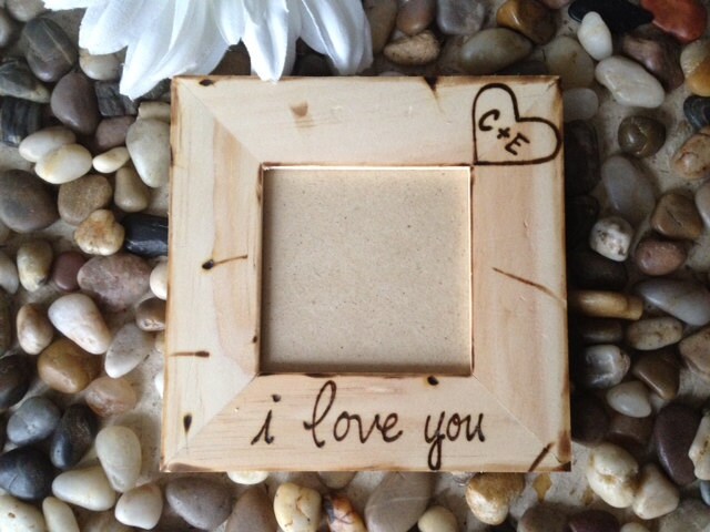 Valentine's Day Personalized Frame with Carved Initials and I Lov…