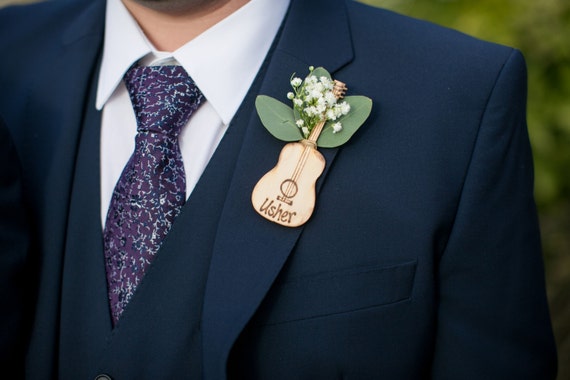 Set Of 4 Guitar Lapel Pins Best Man Groom Groomsman Country Etsy