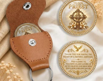 To Our Priest For Having The Heart Of A Faithful Shepherd Pocket Hug, Pastor Appreciation Keepsake, Custom Christian Coin for Church Leader