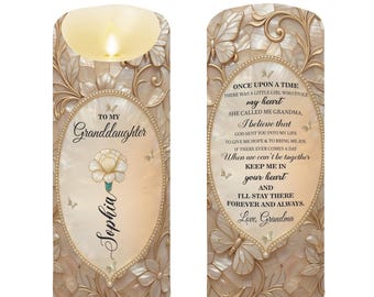 To My Granddaughter Once Upon A Time Led Candle | Custom Birth Flower Gift Led Candle | Encouragement Candle From Grandma