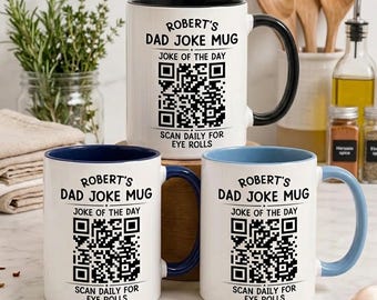 Dad Joke Every Day Interactive QR Funny Mug, Dad Jokes Funny Mug, Dad Jokes Funny Cup, Interactive Dad Jokes Mug