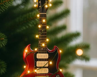 Adorno de guitarra personalizado, adorno de guitarra eléctrica, adornos navideños de guitarra 2025, adorno navideño de guitarra acústica, regalo para guitarrista