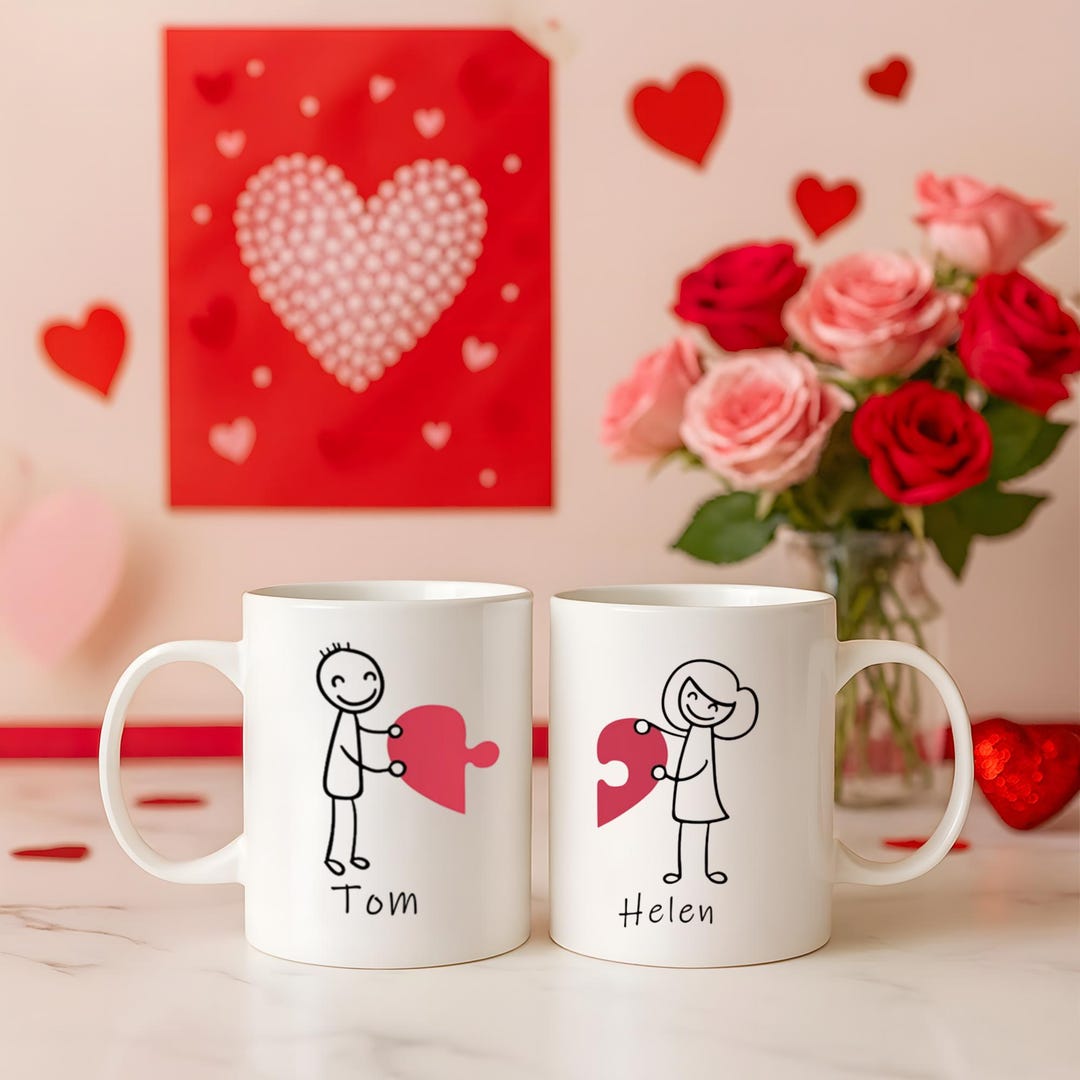 Partner Gift Couple Coffee Mugs, Custom Couple Gift, Personalized Valentine Mug ...