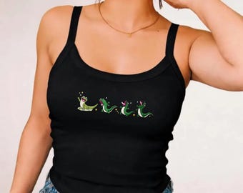 Camiseta sin mangas lavada con bordado del meme de Tom Lizard, camiseta sin mangas de la película Hoppers de Disney Pixar, camiseta divertida con meme de Lizard, vacaciones familiares en WDW Disneyland