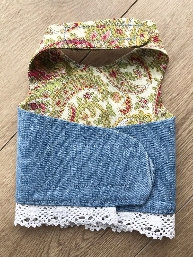 Boho Baby repurposed denim jean harness vest