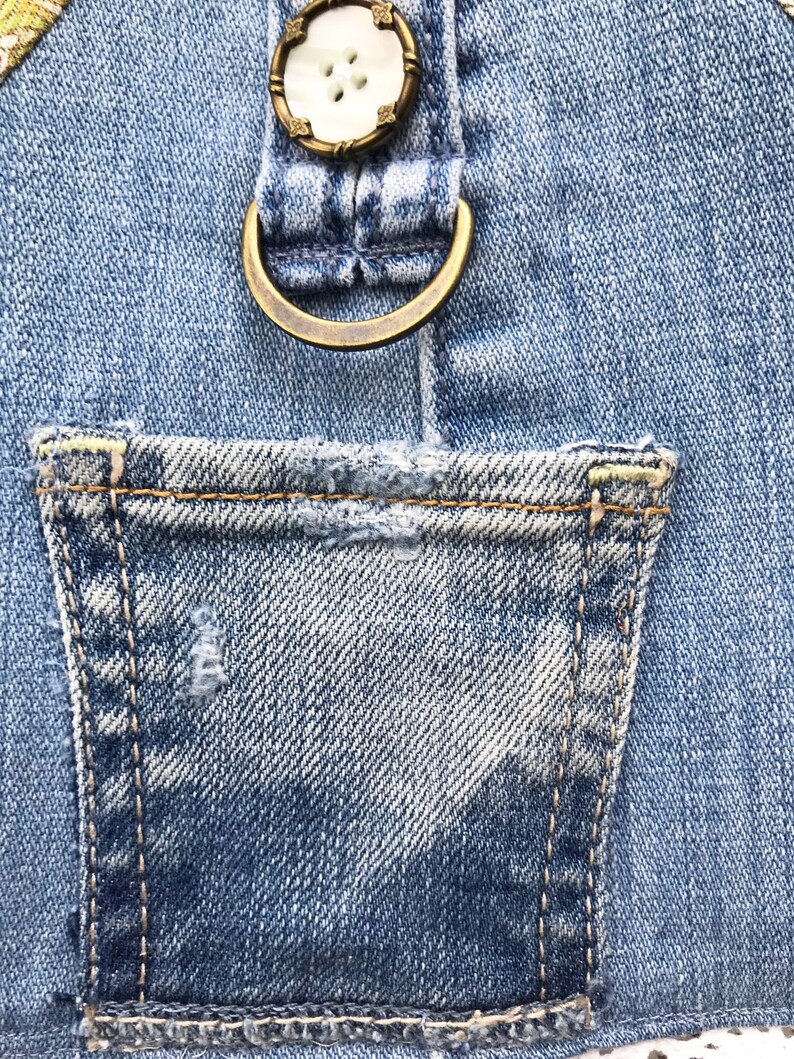 Boho Baby repurposed denim jean harness vest