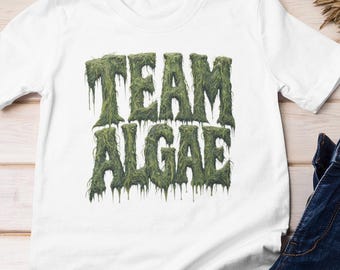Funny Shirt - Team Algae | Slime Drip Typography, Reflecting Pool Cotton Tee