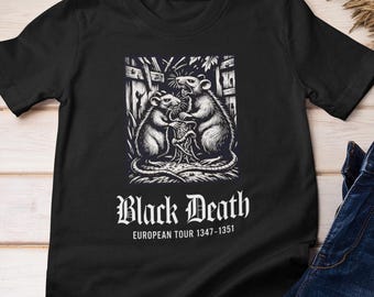 Funny Shirt - Black Death | European Tour 1347 - 1351 - Rat Graphic Cotton Tee
