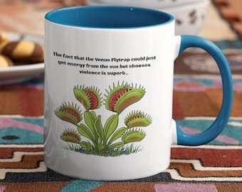 Venus Flytrap Mug -  Plant Lover Gift, Gardener,  Accented Ceramic 11oz, 15oz